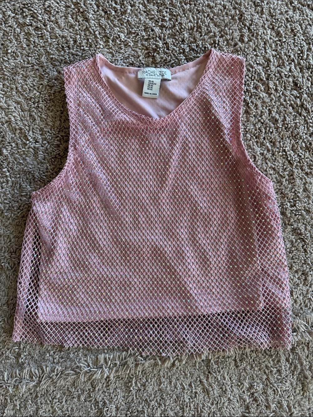 Rachel Zoe Blush Pink Mesh Layered Tank Top